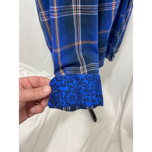 Roper Men's Shirt Blue and Brown Western Wear Button-Down Flip Cuff Size Small - Picture 7 of 9